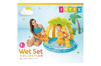 Felfújható gyerekmedence napernyővel 102 × 86 cm - Trópusi sziget I58417NP