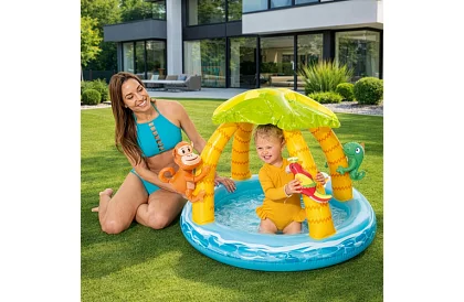Felfújható gyerekmedence napernyővel 102 × 86 cm - Trópusi sziget I58417NP
