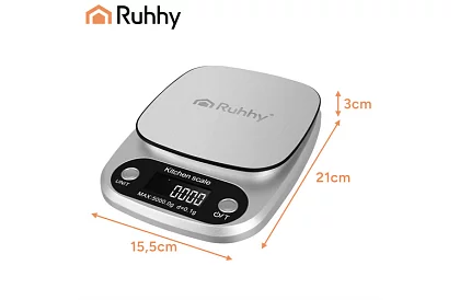 Konyhai elektronikus mérleg 5 kg - 0,1 g - rozsdamentes acél