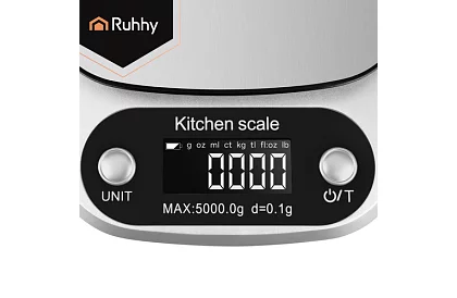 Konyhai elektronikus mérleg 5 kg - 0,1 g - rozsdamentes acél