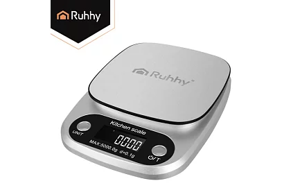 Konyhai elektronikus mérleg 5 kg - 0,1 g - rozsdamentes acél