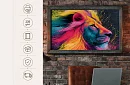 Neon dzsungel királya - kép - Színes oroszlán modern stílusban 84
