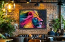 Neon dzsungel királya - kép - Színes oroszlán modern stílusban 84