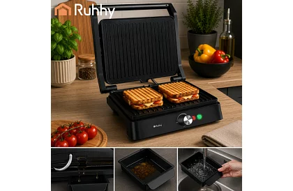 Elektromos kontaktgrill 2000 W – kihúzható grill hőmérséklet-szabályozással