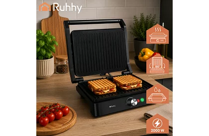 Elektromos kontaktgrill 2000 W – kihúzható grill hőmérséklet-szabályozással