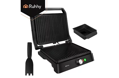 Elektromos kontaktgrill 2000 W – kihúzható grill hőmérséklet-szabályozással