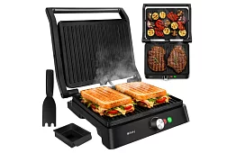 Elektromos kontaktgrill 2000 W – kihúzható grill hőmérséklet-szabályozással