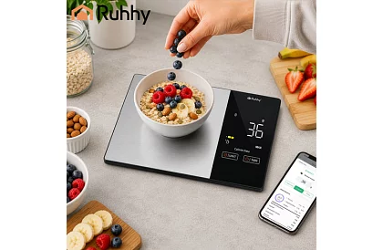 Elektronikus konyhai mérleg 5 kg Bluetooth-tal, LCD kijelzővel és kalóriaelemzéssel