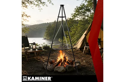 Kerti grill háromlábúval és függő rács 58 cm – kandalló tűzhely