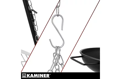 Kerti grill háromlábúval és függő rács 58 cm – kandalló tűzhely