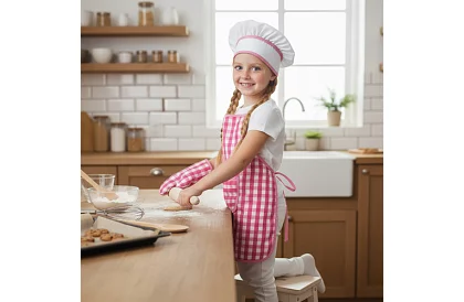 Gyermek szakácskészlet Little Chef 7 az 1-ben – kötény, sapka, kesztyű és konyhai eszközök