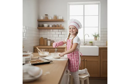 Gyermek szakácskészlet Little Chef 7 az 1-ben – kötény, sapka, kesztyű és konyhai eszközök