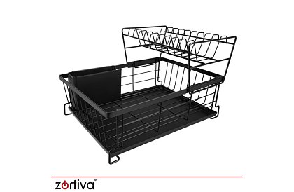 Csepegtető edényekhez, kétszintes, nagy 43 cm - fekete evőeszköztartóval