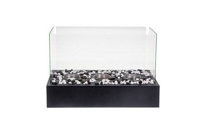 Szabadon álló bio-kandalló kavicsokkal – füstmentes kandalló teraszra és belső térbe, 45 × 30 × 21 cm
