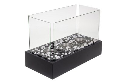 Szabadon álló bio-kandalló kavicsokkal – füstmentes kandalló teraszra és belső térbe, 45 × 30 × 21 cm