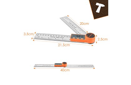Digitális elektronikus szögmérő 360°, 200 mm LCD-vel – pontos szögmérés