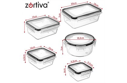 Étel tárolók 12 db, 5 méretben, mikrohullámú sütőbe, mosogatógépbe és fagyasztóba