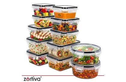 Étel tárolók 12 db, 5 méretben, mikrohullámú sütőbe, mosogatógépbe és fagyasztóba