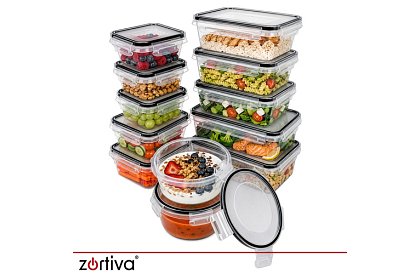 Étel tárolók 12 db, 5 méretben, mikrohullámú sütőbe, mosogatógépbe és fagyasztóba