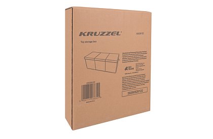 XXL játékos láda 132 l fedéllel, fekete szervező 94 cm