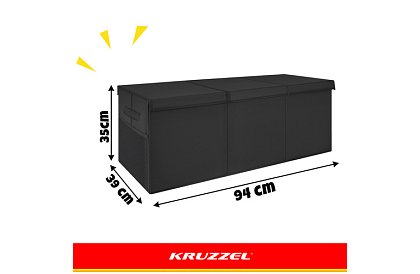 XXL játékos láda 132 l fedéllel, fekete szervező 94 cm