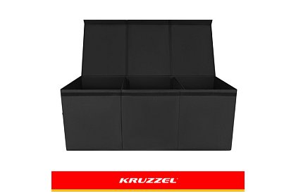 XXL játékos láda 132 l fedéllel, fekete szervező 94 cm