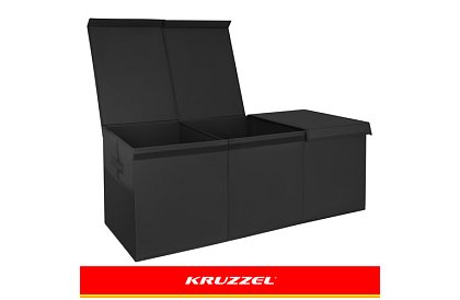 XXL játékos láda 132 l fedéllel, fekete szervező 94 cm