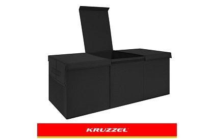 XXL játékos láda 132 l fedéllel, fekete szervező 94 cm