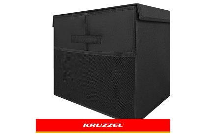 XXL játékos láda 132 l fedéllel, fekete szervező 94 cm
