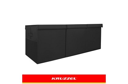 XXL játékos láda 132 l fedéllel, fekete szervező 94 cm