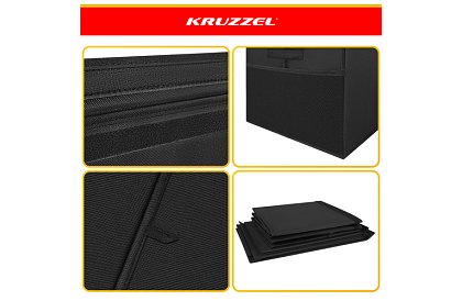 XXL játékos láda 132 l fedéllel, fekete szervező 94 cm