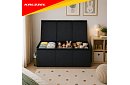 XXL játékos láda 132 l fedéllel, fekete szervező 94 cm