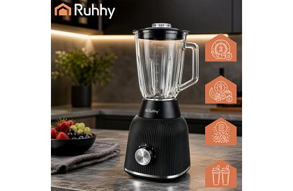 Üveg turmixgép 1200 W jégzúzással, üveg edénnyel és 2 hordozható palackkal