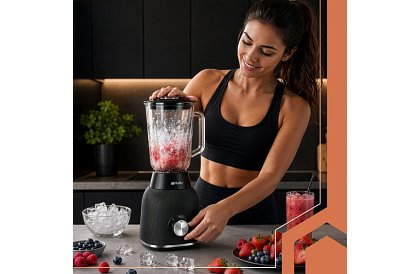 Üveg turmixgép 1200 W jégzúzással, üveg edénnyel és 2 hordozható palackkal