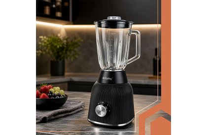 Üveg turmixgép 1200 W jégzúzással, üveg edénnyel és 2 hordozható palackkal