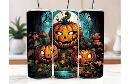 Utazási termoszivár 590 ml – Halloween tökök az erdőben 03