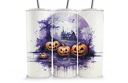 Utazási termoszivár 590 ml – Halloween-i kísérteties ház és tök 04