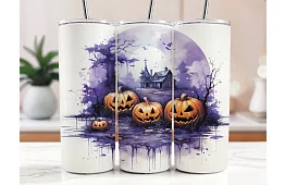 Utazási termoszivár 590 ml – Halloween-i kísérteties ház és tök 04