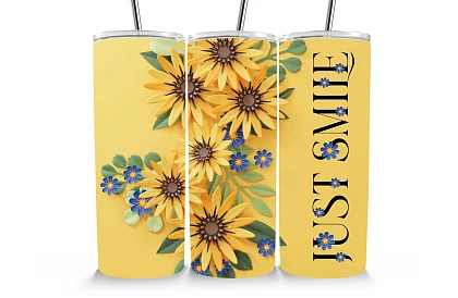 Utazási termoszivár 590 ml – Sárga virágok és Just Smile 07