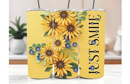 Utazási termoszivár 590 ml – Sárga virágok és Just Smile 07