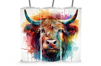 Utazási termoszivár 590 ml – Skót szarvasmarha – akvarell 24