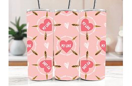 Utazási termoszivár 590 ml – Rózsaszín szívek My Love nyilakkal 59