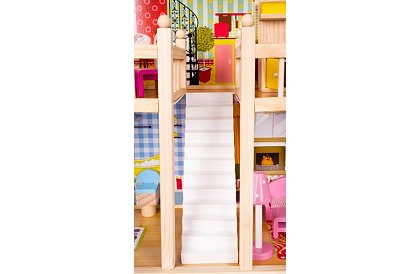 Fából házikó baba számára 90 cm medencével és LED világítással