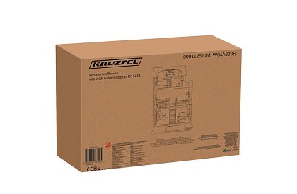 Fából házikó baba számára 90 cm medencével és LED világítással