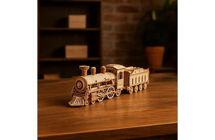 3D fa puzzle - Gőzmozdony tenderrel