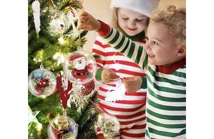 Akril karácsonyi díszek dekorálásra és töltésre, 10 cm, 10 db