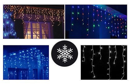Kültéri LED karácsonyi függöny - eső - 20 méter