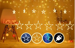 Karácsonyi LED fényfüggöny - csillagok
