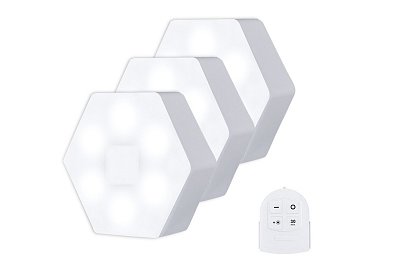 3x vezeték nélküli HEXAGON LED lámpa távirányítóval