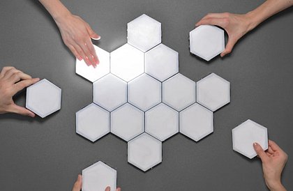 3x vezeték nélküli HEXAGON LED lámpa távirányítóval